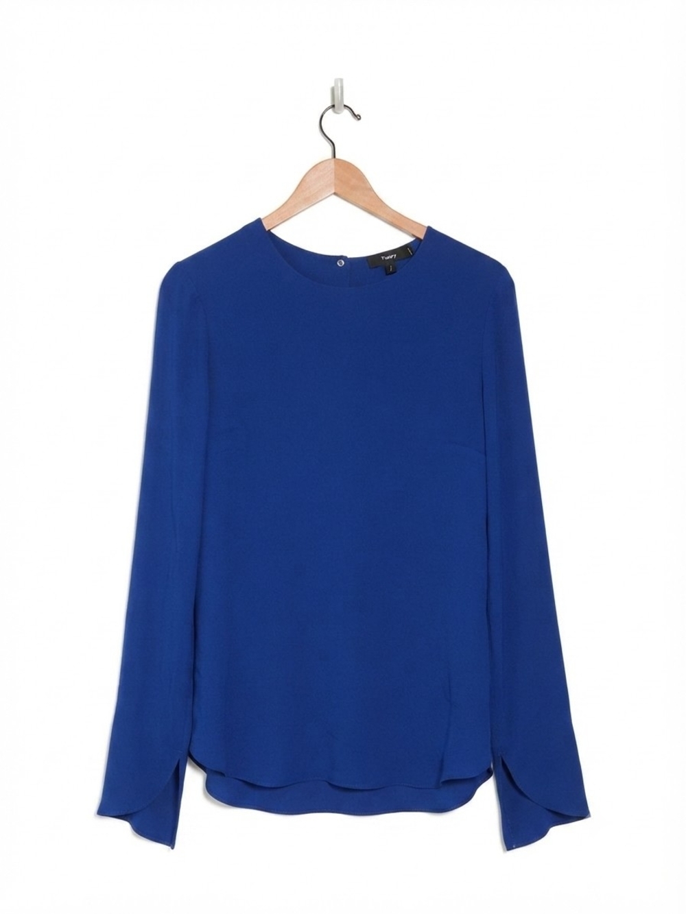 Theory Long-Sleeve Crew Silk Blouse Size L